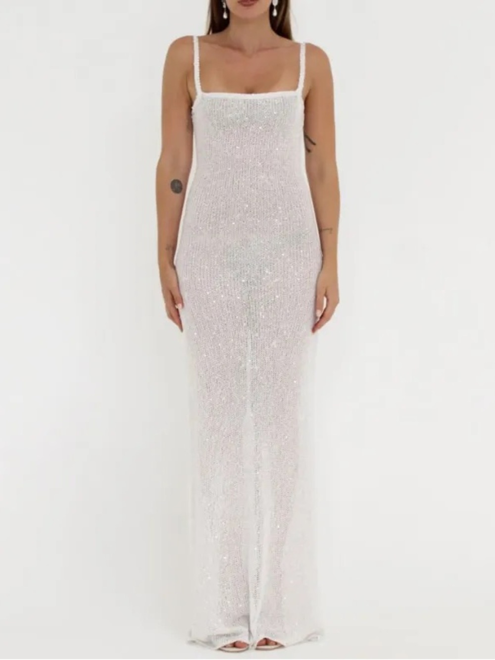 Palm Beach Maxi Dress - White Sequin